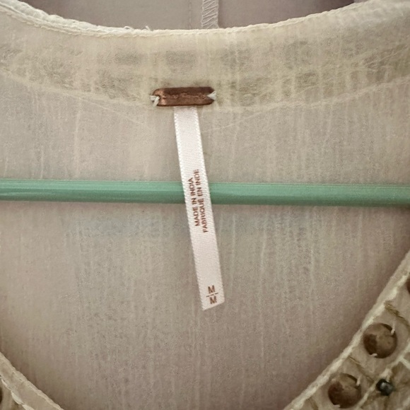 Free people Elegant Sheer Cream Blouse with Embroidery - Picture 2 of 4